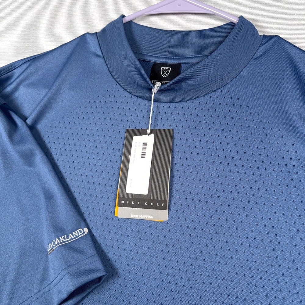 Nike Golf Body Mapping Shirt Mens XL Blue Poly Vented NEW Old Oakland Logo